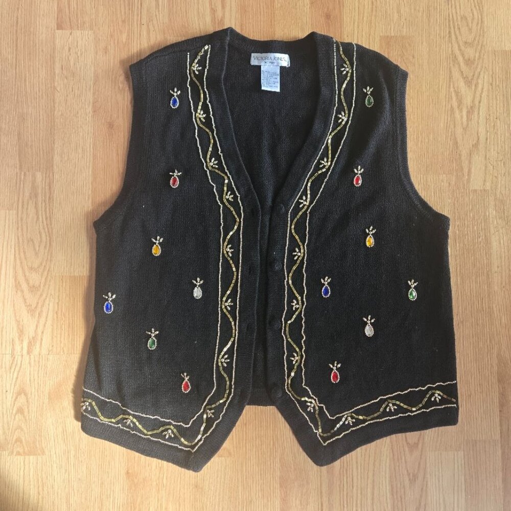 Vintage Victoriaβ Jones Embellished Vest | 2X - Picture 2 of 8